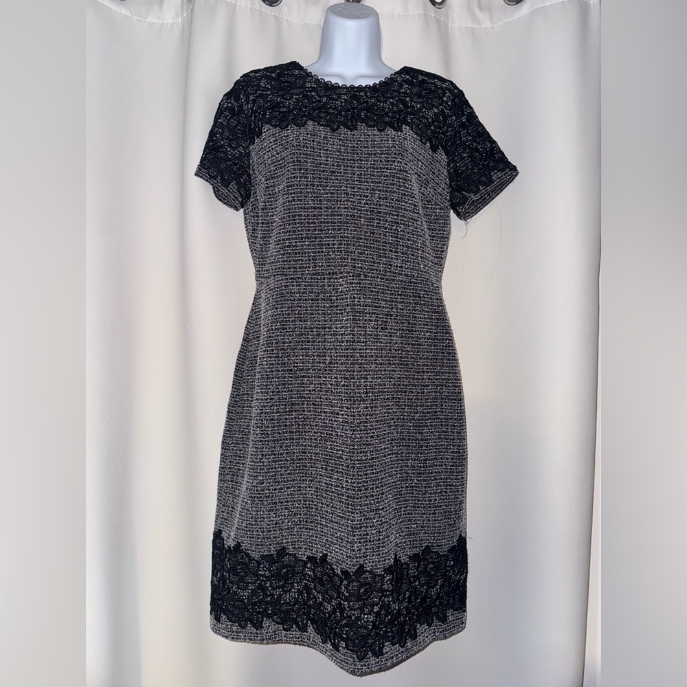 Karl Lagerfeld Black and Gray Midi Dress